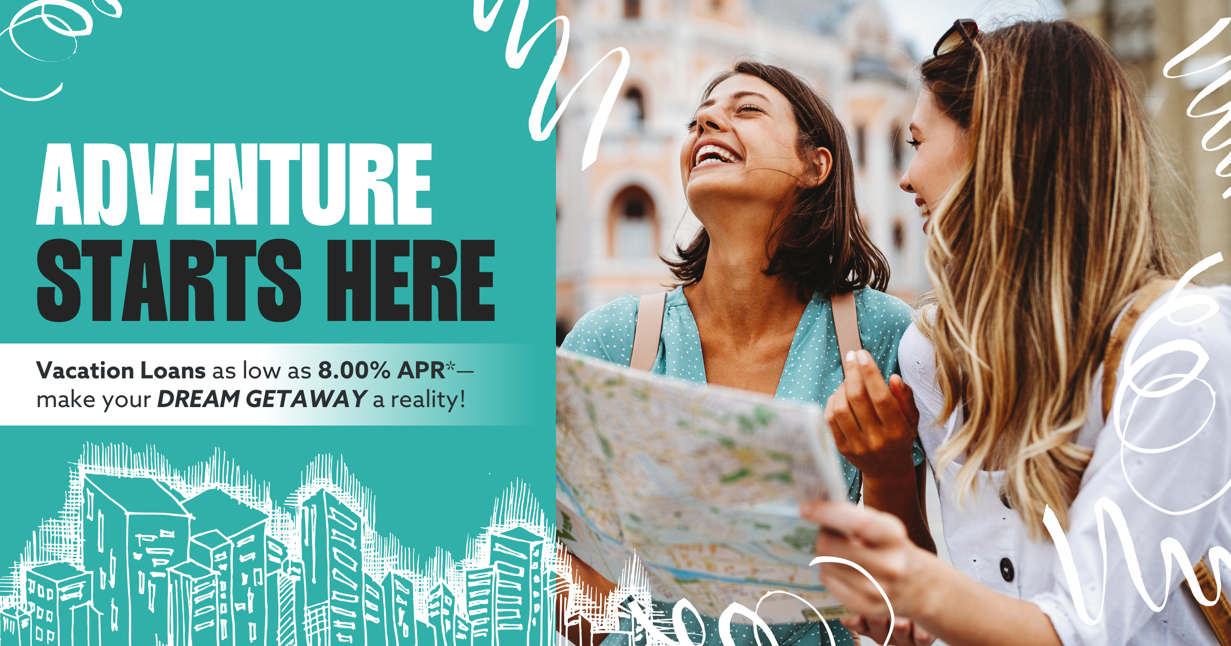 Credit union vacation loan campaign artwork